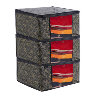 Pack of - 6 - Non-Woven Saree Storage Bags with Zip – Dust & Moisture Proof Saree Covers | Transparent Window | Ideal for Silk & Cotton Sarees ClothsVilla