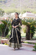 Load image into Gallery viewer, Embroidered Faux Blooming Georgette Flared Black Gown with Dupatta ClothsVilla