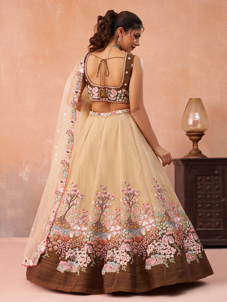 Net Sequins Embroidered Semi-Stitched Lehenga Choli with Dupatta Clothsvilla