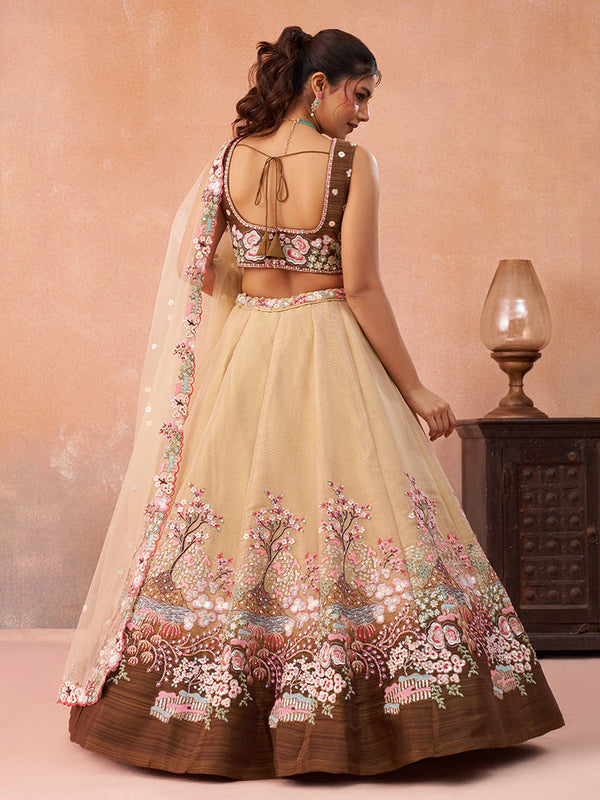 Net Sequins Embroidered Semi-Stitched Lehenga Choli with Dupatta Clothsvilla