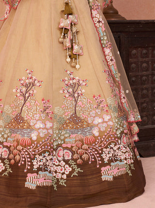 Net Sequins Embroidered Semi-Stitched Lehenga Choli with Dupatta Clothsvilla