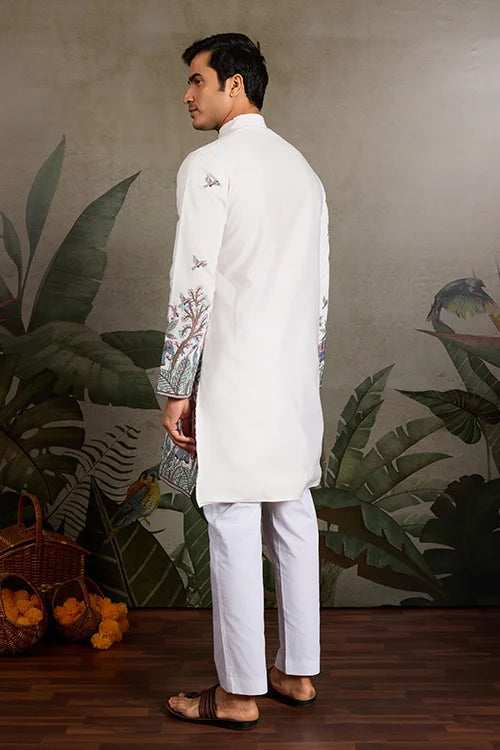 White Embroidered Work Kurta for Groom Wedding Look Clothsvilla