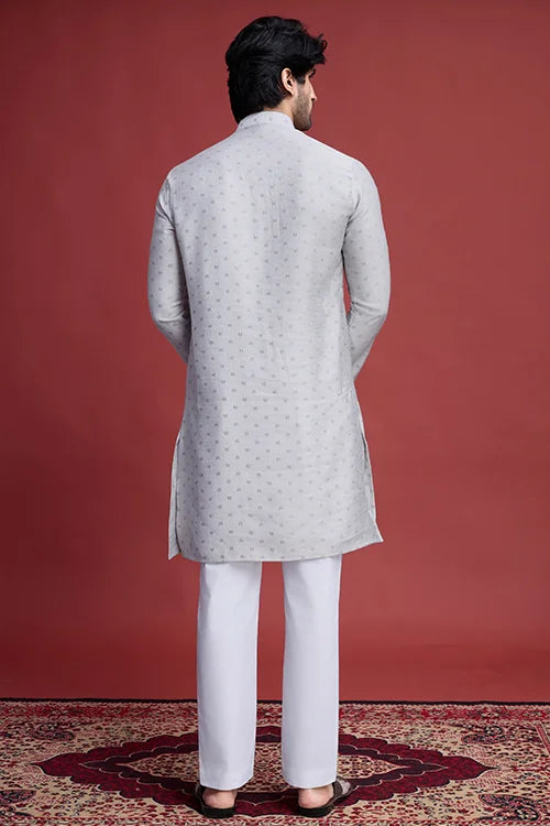 Beige Viscose Men’s Kurta - Mirror Work Design Clothsvilla