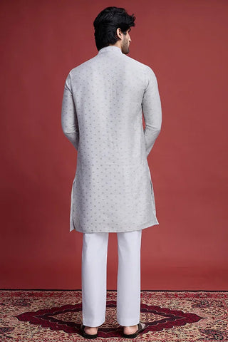 Beige Viscose Men’s Kurta - Mirror Work Design Clothsvilla