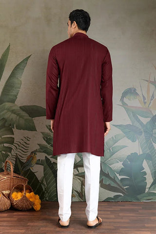 Traditional Maroon Mirror Embroidered Kurta with Dupatta Clothsvilla