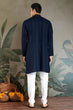 Load image into Gallery viewer, Elegant Navy Blue Mens Wear Kurta Set with Dupatta Clothsvilla