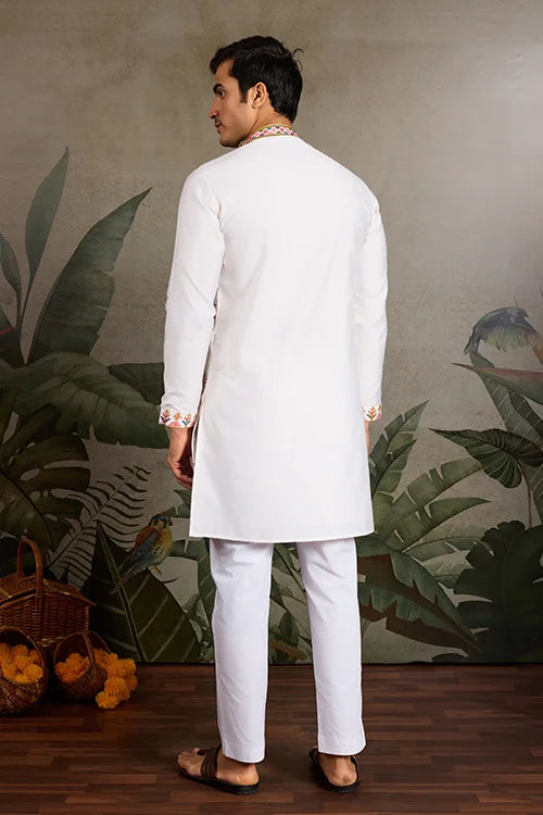 Classy Look Festive Occasion White Kurta for Mens Clothsvilla