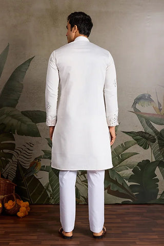 Classic White Mirror with Embroidered Work Kurta for Weddings Clothsvilla