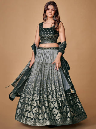 Beautiful Grey Color Fancy Silk With Embroidery Sequins Work Charming Lehenga Choli |Engagement Wear Clothsvilla