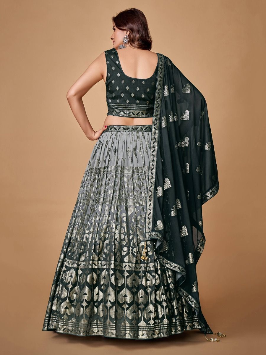Beautiful Grey Color Fancy Silk With Embroidery Sequins Work Charming Lehenga Choli |Engagement Wear Clothsvilla