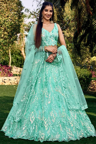Stunning Blue Soft Net Lehenga Choli with Embroidery Clothsvilla
