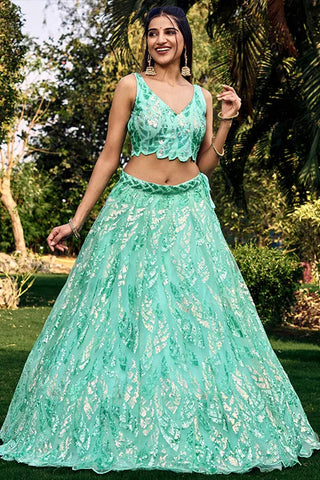 Stunning Blue Soft Net Lehenga Choli with Embroidery Clothsvilla