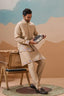 Celebration Beige Kurta Koti Pant Wedding Outfit for Men Clothsvilla