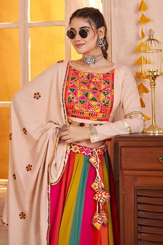 Gorgeous Multi Color with Beige Navratri Chaniya Choli Set Clothsvilla