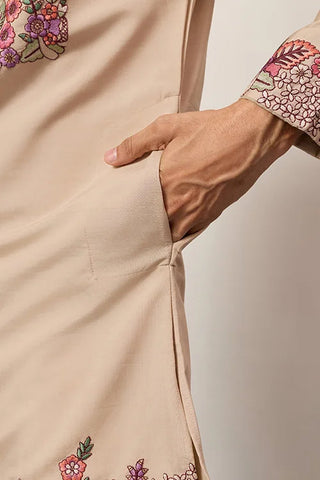 Beige Color Kurta Pant Set for Mens Traditional Outfit Clothsvilla