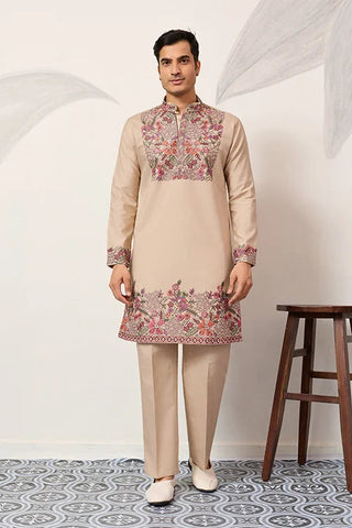 Beige Color Kurta Pant Set for Mens Traditional Outfit Clothsvilla