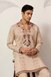 Load image into Gallery viewer, Premium Beige Embroidered V Neck Kurta Pant Set Clothsvilla