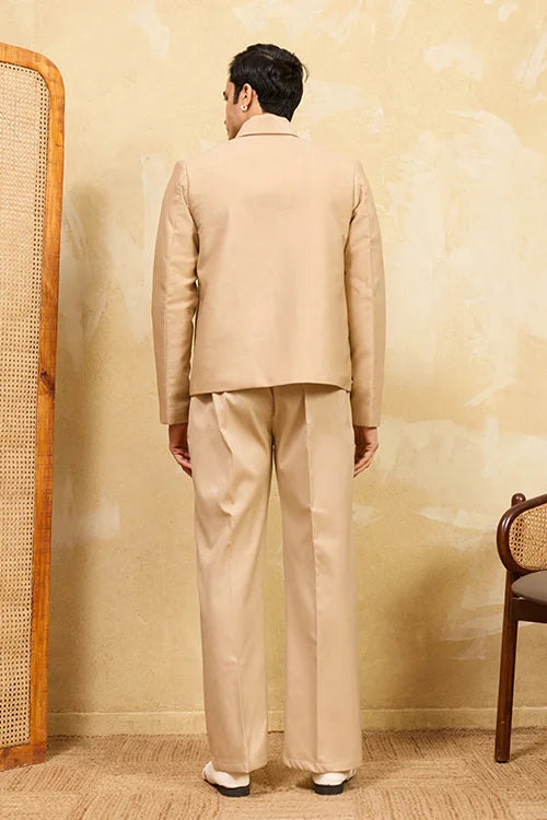 Premium Beige Bomber Jacket Set Special Mens Wear Clothsvilla
