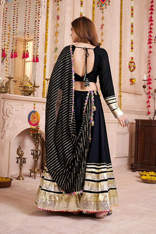 Black Chaniya Choli with Gamthi Lace for Navratri Clothsvilla