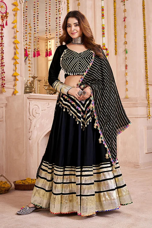 Black Chaniya Choli with Gamthi Lace for Navratri Clothsvilla