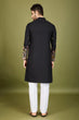 Load image into Gallery viewer, Black Color Cotton Embroidered Work Kurta for Men Clothsvilla