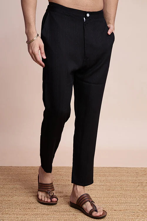 Black Designer Kurta Set with Mirror Work for Men Clothsvilla
