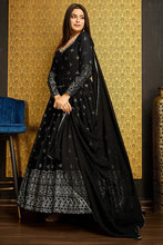 Load image into Gallery viewer, Black Anarkali Long Gown with Metallic Foil Work ClothsVilla