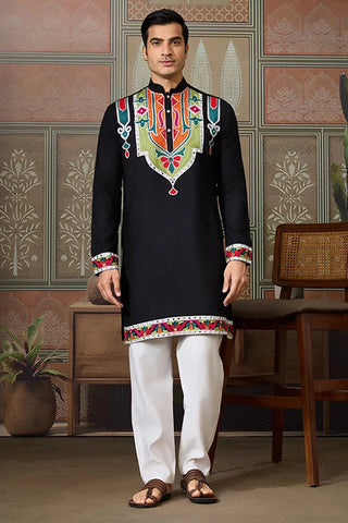 Black Trending Designer Festival Wear Men’s Kurta Clothsvilla