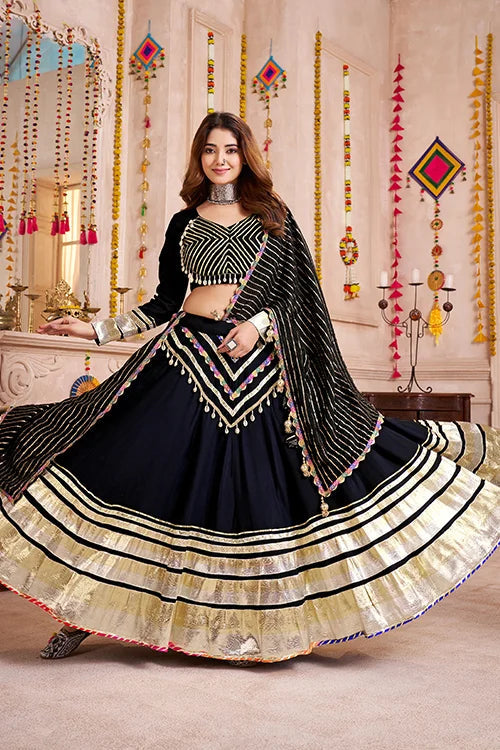 Black Chaniya Choli with Gamthi Lace for Navratri Clothsvilla