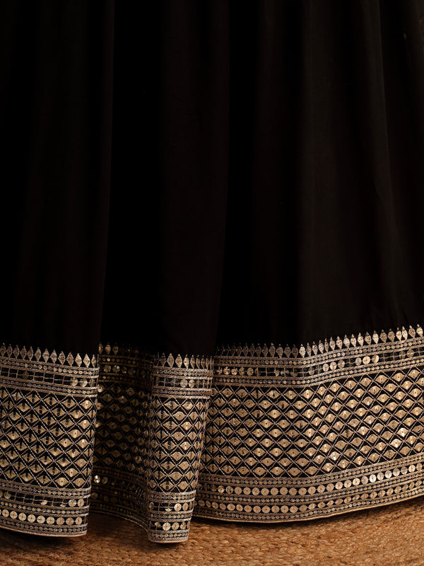 Black Zari Embroidered Georgette Lehenga Choli Set - Elegant & Captivating ClothsVilla