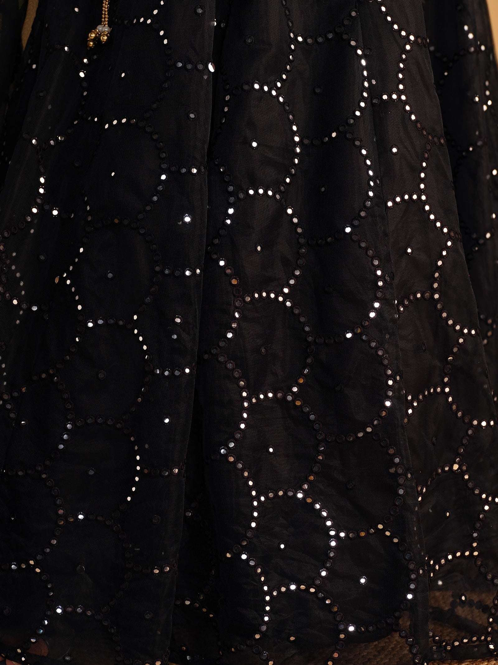 Mesmerizing Black Mirror Work Organza Lehenga Choli Steal the Spotlight at Receptions and Events ClothsVilla