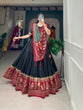 Load image into Gallery viewer, Black Color Printed Tussar Silk Lehenga Choli ClothsVilla