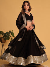 Load image into Gallery viewer, Black Zari Embroidered Georgette Lehenga Choli Set - Elegant &amp; Captivating ClothsVilla