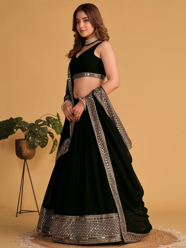 Black Zari Embroidered Georgette Lehenga Choli Set - Elegant & Captivating ClothsVilla