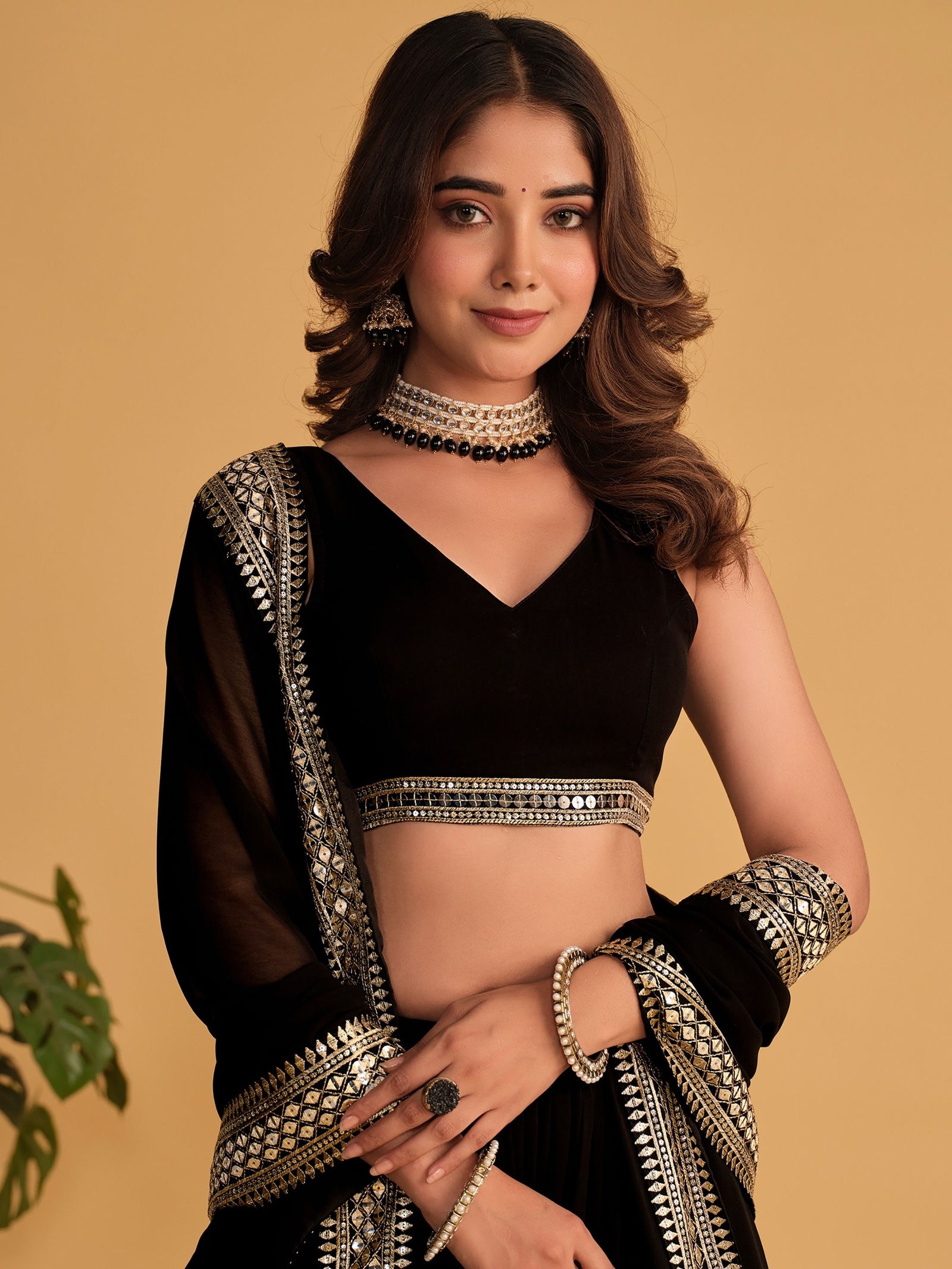Black Zari Embroidered Georgette Lehenga Choli Set - Elegant & Captivating ClothsVilla