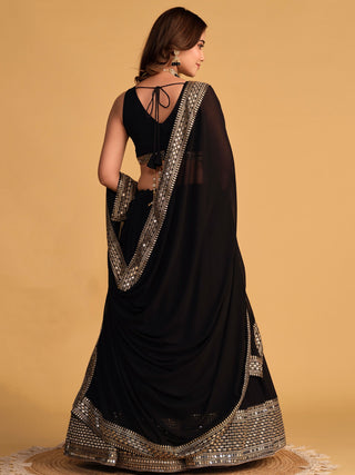 Black Zari Embroidered Georgette Lehenga Choli Set - Elegant & Captivating ClothsVilla