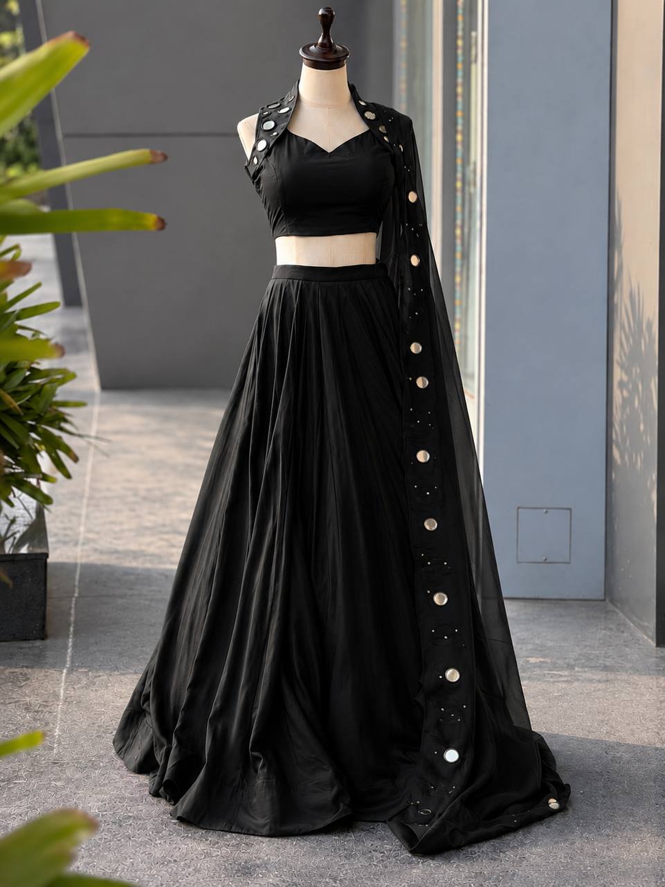 Royal Blue Cotton Mirror Work Lehenga Choli ClothsVilla