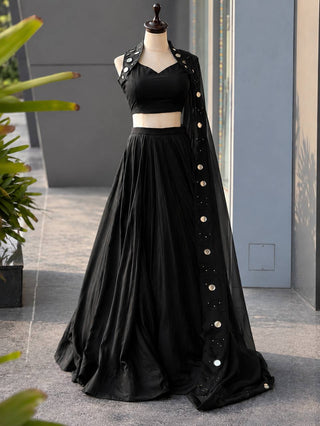 Royal Blue Cotton Mirror Work Lehenga Choli ClothsVilla