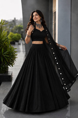 Royal Blue Cotton Mirror Work Lehenga Choli ClothsVilla