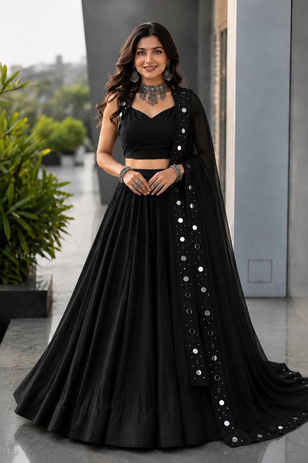 Royal Blue Cotton Mirror Work Lehenga Choli ClothsVilla