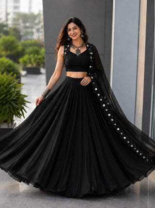 Royal Blue Cotton Mirror Work Lehenga Choli ClothsVilla