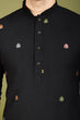 Load image into Gallery viewer, Black Color Cotton Embroidered Work Kurta for Men Clothsvilla