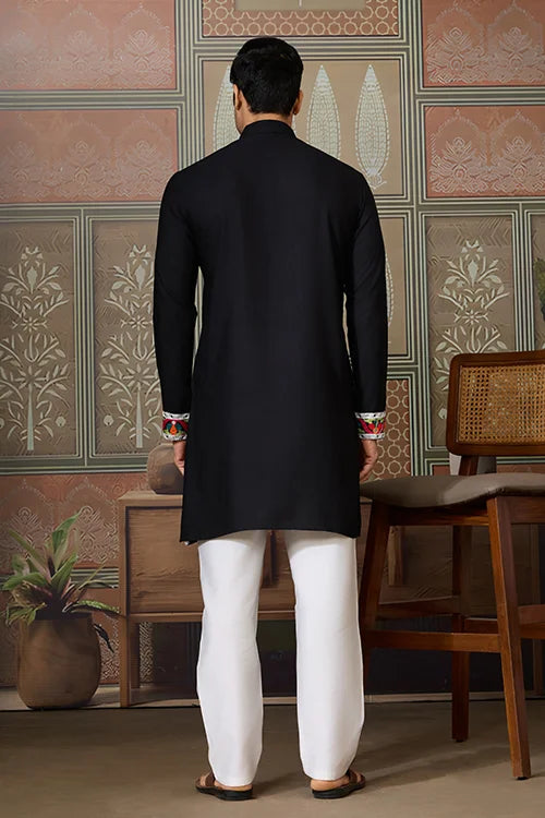 Black Trending Designer Festival Wear Men’s Kurta Clothsvilla