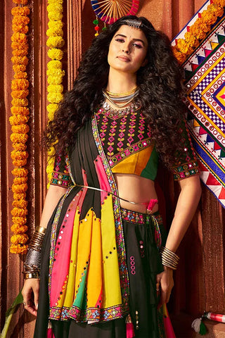 Navratri Special Black Mirror Chaniya Choli Set Clothsvilla