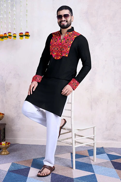 Black Navratri Special Men's Wear Kurta Collection Clothsvilla