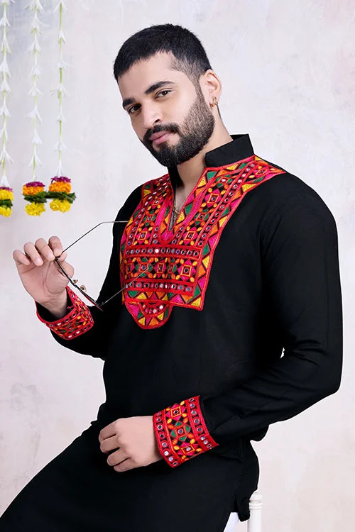 Black Navratri Special Men's Wear Kurta Collection Clothsvilla