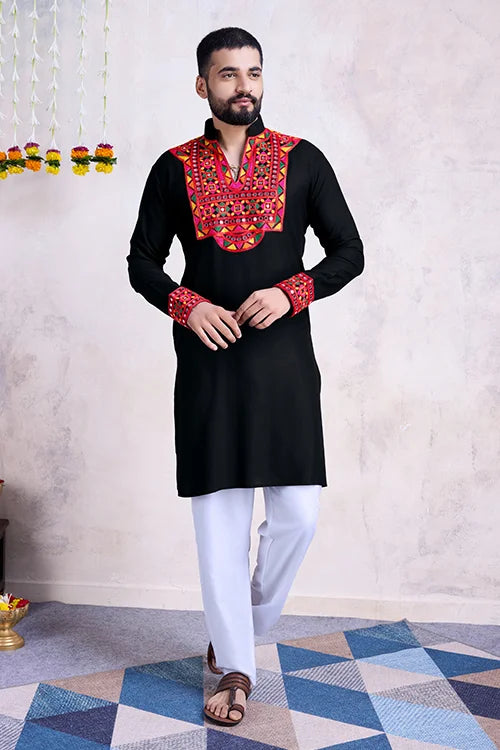Black Navratri Special Men's Wear Kurta Collection Clothsvilla