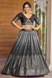 Load image into Gallery viewer, Black Thread Embroidery Lehenga Choli with Dupatta Clothsvilla