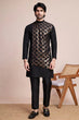 Load image into Gallery viewer, Black Silk Embroidered Work Designer Men's Wear Kurta Clothsvilla