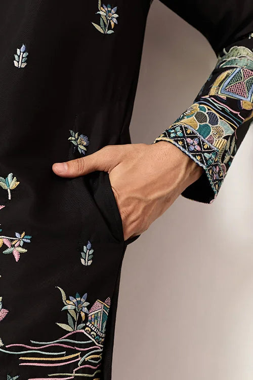 Special Wedding Celebration Ethnic Black Kurta for Mens Wear Clothsvilla